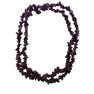 Fashion Jewelry Necklace Amethyst Gemstone Chip Beaded Handmade 17"